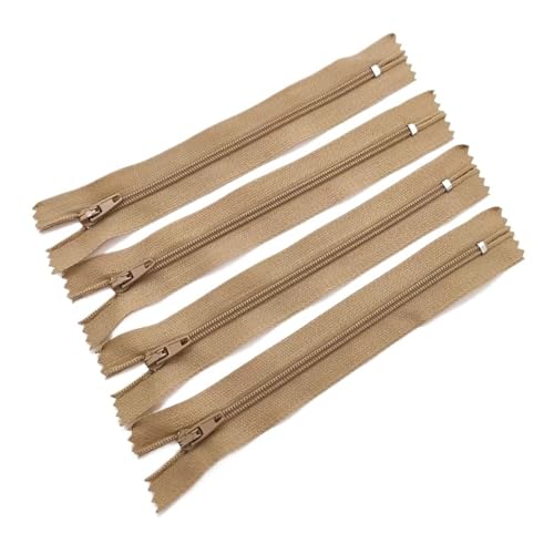 HEUchuan Unsichtbarer Reissverschluss 10 Stück geschlossener Nylon-Spulenreißverschluss, geeignet for DIY-Nähzubehör(Khaki,60cm) von HEUchuan