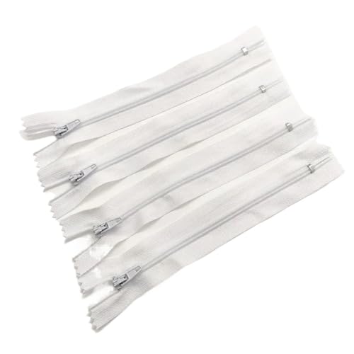 HEUchuan Unsichtbarer Reissverschluss 10 Stück geschlossener Nylon-Spulenreißverschluss, geeignet for DIY-Nähzubehör(White,50cm) von HEUchuan