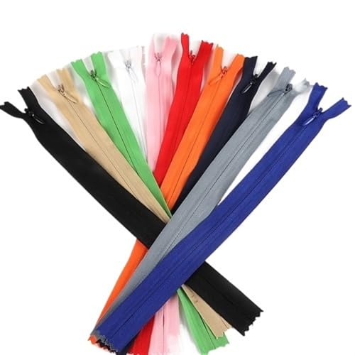 HEUchuan Unsichtbarer Reissverschluss 10 Teile/Satz Lange Unsichtbare Reißverschlüsse DIY Nylon Spule Reißverschluss for Nähen Kleidung Zubehör(Mixed Color,60CM_2.3CM Width) von HEUchuan