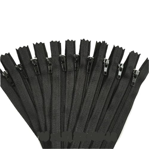 HEUchuan Unsichtbarer Reissverschluss 100 Stück geschlossene Nylon-Spulenreißverschlüsse for Schneiderarbeiten (7,6–101,6 cm), 7,5–100 cm(Black,100cm) von HEUchuan