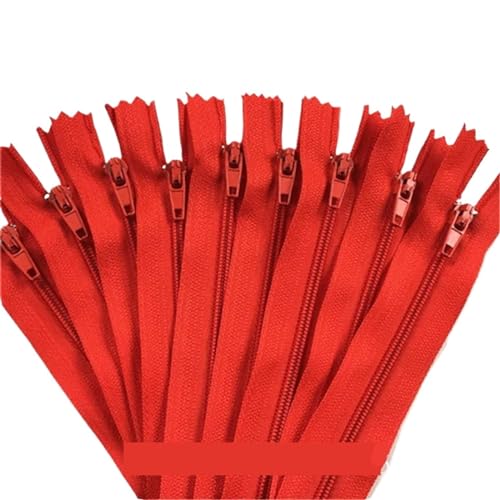 HEUchuan Unsichtbarer Reissverschluss 100 Stück geschlossene Nylon-Spulenreißverschlüsse for Schneiderarbeiten (7,6–101,6 cm), 7,5–100 cm(Red,100cm) von HEUchuan