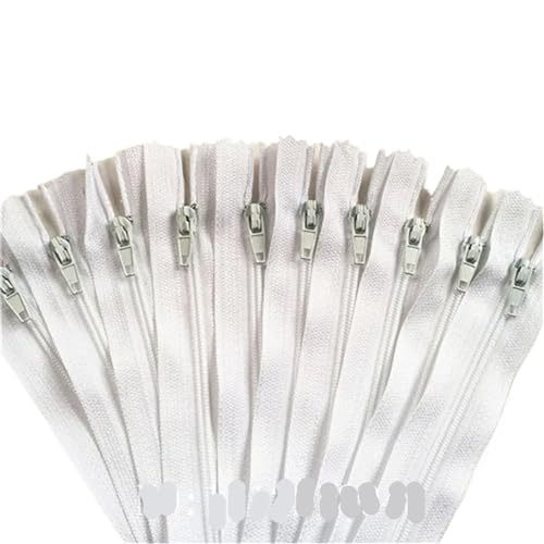 HEUchuan Unsichtbarer Reissverschluss 100 Stück geschlossene Nylon-Spulenreißverschlüsse for Schneiderarbeiten (7,6–101,6 cm), 7,5–100 cm(White,100cm) von HEUchuan