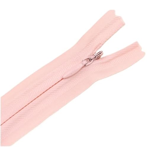 HEUchuan Unsichtbarer Reissverschluss 10PCS Nylon Unsichtbare Reißverschlüsse Spule Zipper Schneider for Handwerk Nähen Tuch Zubehör(Flesh pink,Total Length is 55cm) von HEUchuan