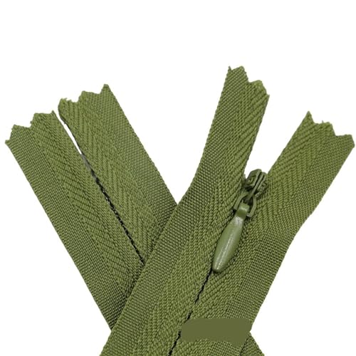 HEUchuan Unsichtbarer Reissverschluss 10PCS Nylon Unsichtbare Reißverschlüsse Spule Zipper Schneider for Handwerk Nähen Tuch Zubehör(Green,Total Length is 50cm) von HEUchuan