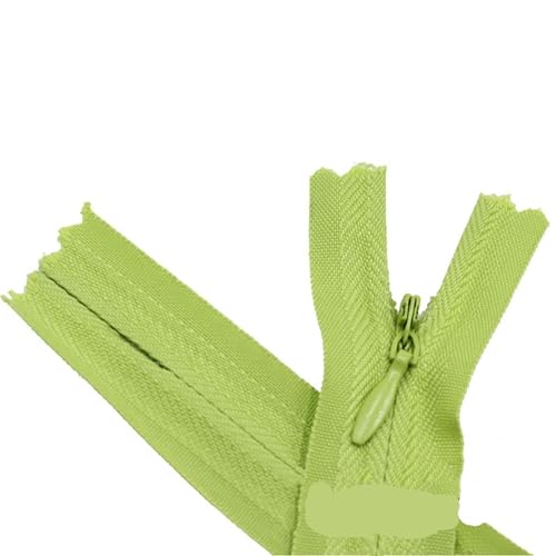 HEUchuan Unsichtbarer Reissverschluss 10PCS Nylon Unsichtbare Reißverschlüsse Spule Zipper Schneider for Handwerk Nähen Tuch Zubehör(Light Green,Total Length is 45cm) von HEUchuan