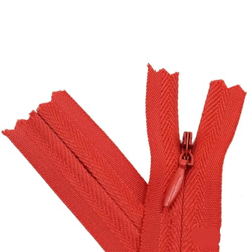 HEUchuan Unsichtbarer Reissverschluss 10PCS Nylon Unsichtbare Reißverschlüsse Spule Zipper Schneider for Handwerk Nähen Tuch Zubehör(Red,Total Length is 55cm) von HEUchuan