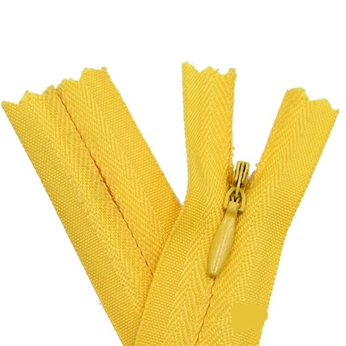 HEUchuan Unsichtbarer Reissverschluss 10PCS Nylon Unsichtbare Reißverschlüsse Spule Zipper Schneider for Handwerk Nähen Tuch Zubehör(Yellow,Total Length is 60cm) von HEUchuan