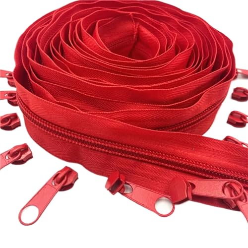 HEUchuan Unsichtbarer Reissverschluss 5 Meter Langer Nylon-Spulenreißverschluss mit 10 Reißverschlussschiebern for Selbernähen von Kleidungszubehör(Red 162) von HEUchuan