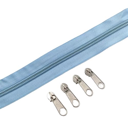 HEUchuan Unsichtbarer Reissverschluss Nylon-Reißverschlussrollen in 1/2/3/5/10 Metern Länge mit verschiedenen Reißverschlussschiebern for Näh- und Bekleidungszubehör(Light Blue,10 Meter) von HEUchuan