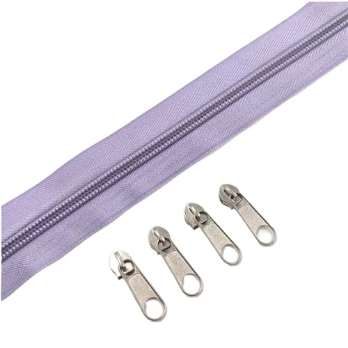 HEUchuan Unsichtbarer Reissverschluss Nylon-Reißverschlussrollen in 1/2/3/5/10 Metern Länge mit verschiedenen Reißverschlussschiebern for Näh- und Bekleidungszubehör(Light Purple,10 Meter) von HEUchuan