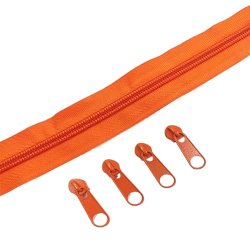 HEUchuan Unsichtbarer Reissverschluss Nylon-Reißverschlussrollen in 1/2/3/5/10 Metern Länge mit verschiedenen Reißverschlussschiebern for Näh- und Bekleidungszubehör(Orange 157,10 Meter) von HEUchuan