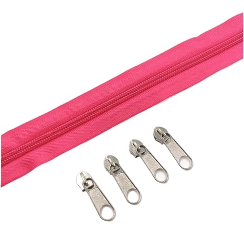 HEUchuan Unsichtbarer Reissverschluss Nylon-Reißverschlussrollen in 1/2/3/5/10 Metern Länge mit verschiedenen Reißverschlussschiebern for Näh- und Bekleidungszubehör(Rose red,1 Meter) von HEUchuan