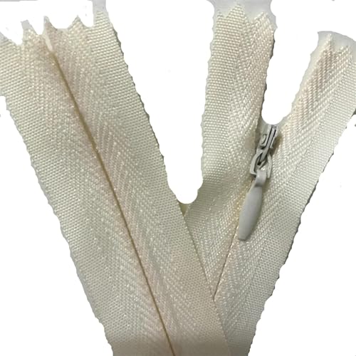 HEUchuan Unsichtbarer Reissverschluss Unsichtbare Reißverschlüsse Nylon Spule Reißverschluss Schneider for Handarbeit Nähen Tuch Zubehör(Beige,35cm) von HEUchuan