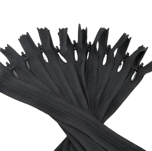 HEUchuan Unsichtbarer Reissverschluss Unsichtbare Reißverschlüsse Nylon Spule Reißverschluss Schneider for Handarbeit Nähen Tuch Zubehör(Black,40cm) von HEUchuan