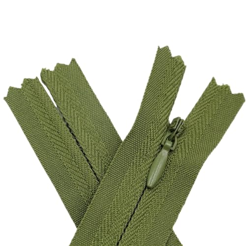 HEUchuan Unsichtbarer Reissverschluss Unsichtbare Reißverschlüsse Nylon Spule Reißverschluss Schneider for Handarbeit Nähen Tuch Zubehör(Green1,55cm) von HEUchuan