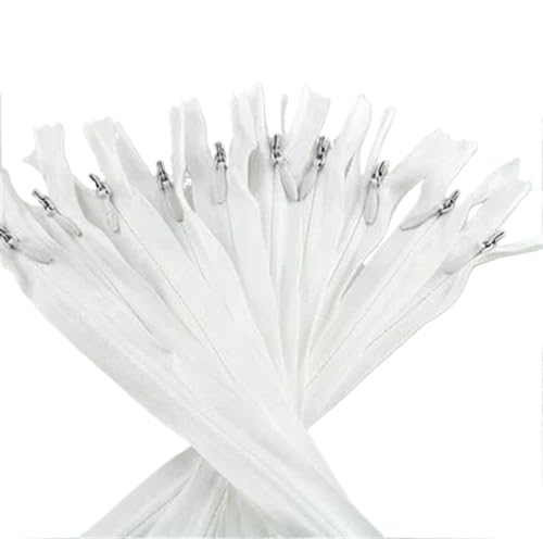 HEUchuan Unsichtbarer Reissverschluss Unsichtbare Reißverschlüsse Nylon Spule Reißverschluss Schneider for Handarbeit Nähen Tuch Zubehör(White,28cm) von HEUchuan