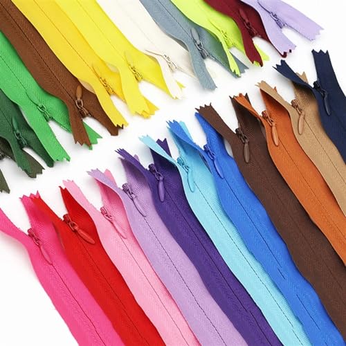 Unsichtbarer Reissverschluss 5 Stück Nylon-Spulenreißverschlüsse for Schneidern, Nähen, for Kleider, Kissen, Röcke, Hosen, Kleidung, Basteln, unsichtbare Reißverschlüsse, Reparaturset(Mix,30cm) von HEUchuan