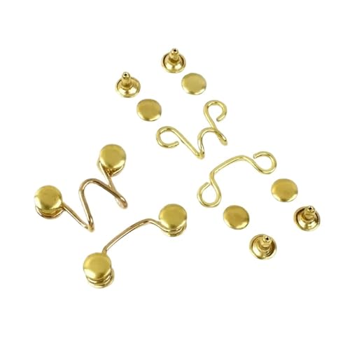 HEXHUASR 10Sets 27X28/32X28mm Metall Kleiderhaken Jeans Hosen Einstellen Gürtel Schnalle Abnehmbare Niet Knopf DIY Unsichtbare Häkelnadel(Gold-27X28mm) von HEXHUASR