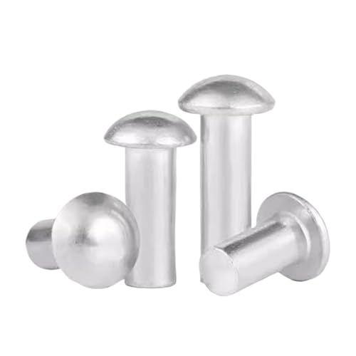 HEXHUASR 2/100 Stück M2 M2.5 M3 M4 M5 M6 M8 M10 Massiv-Aluminium GB867 Knopf Halbkuppel Rundkopf Percussion Punch Selbststeckende Niete(20Pcs M5,25mm) von HEXHUASR