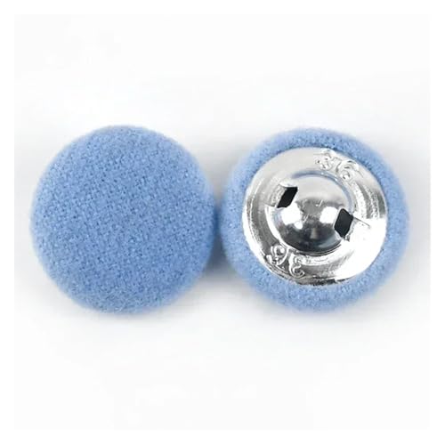 HEXHUASR 20 Stück 15–38 mm Legierung, mit Stoff überzogene Knöpfe, runde Metallknöpfe for Mäntel, dekorative Schnallen, DIY-Kleidung, Nähzubehör(Light Blue,23mm) von HEXHUASR