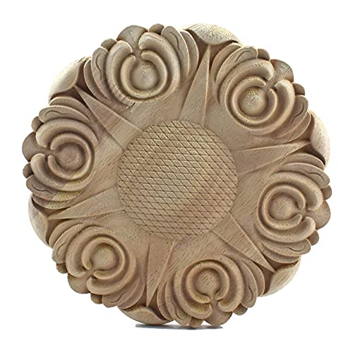 Holzgeschnitzte Applikation für Möbel, Holzgeschnitzte Onlay-Applikation, 10 cm 20 cm florale Holzschnitzerei-Aufkleber-Onlay-Applikation, dekorative Skulptur für Möbel, Schränke, Heimdekoration(20cm) von HEYDGBBZ