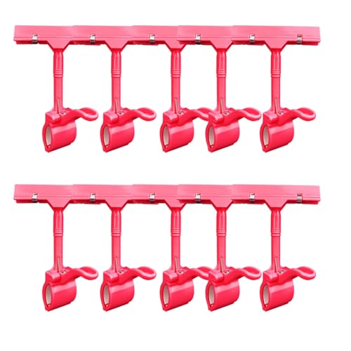 Kennzeichen zeigen Befestigung Etikettenrahmen Schilder-Display-Clip-Halter, Schilderständer, Schilder-Clip mit Klemme, 10 Stück, drehbar, POP-Clip-On-Stil, Warenschild-Display(Red) von HEYDGBBZ