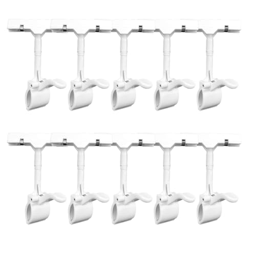 Kennzeichen zeigen Befestigung Etikettenrahmen Schilder-Display-Clip-Halter, Schilderständer, Schilder-Clip mit Klemme, 10 Stück, drehbar, POP-Clip-On-Stil, Warenschild-Display(White) von HEYDGBBZ