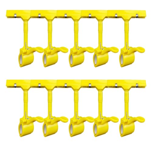 Kennzeichen zeigen Befestigung Etikettenrahmen Schilder-Display-Clip-Halter, Schilderständer, Schilder-Clip mit Klemme, 10 Stück, drehbar, POP-Clip-On-Stil, Warenschild-Display(Yellow) von HEYDGBBZ