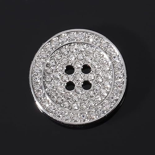 Metallknöpfe, Perlenknöpfe 10 Stück 4 Augen runde Strassknöpfe Perlenknöpfe for Nähen von Strass-Ösenknöpfen Nähzubehör(Silver,18mm) von HEYDGBBZ
