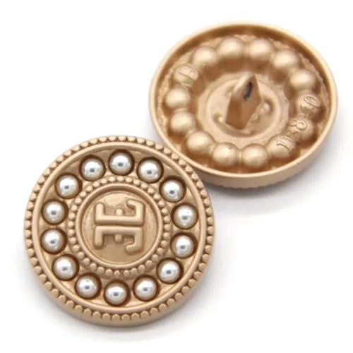 Metallknöpfe, Perlenknöpfe 10 Stück Vintage runde Perlen-Gold-Metall-Schmuckknöpfe for Kleidung, Damen, Mantel, Pullover, dekoratives handgefertigtes Nähzubehör(18mm) von HEYDGBBZ