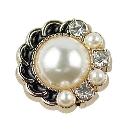 Metallknöpfe, Perlenknöpfe 10 Stück große runde barocke Perlenknöpfe aus Metall mit Strasssteinen for Nähen von Perlenknöpfen, Perlenschaftknöpfe(Black,17 mm) von HEYDGBBZ