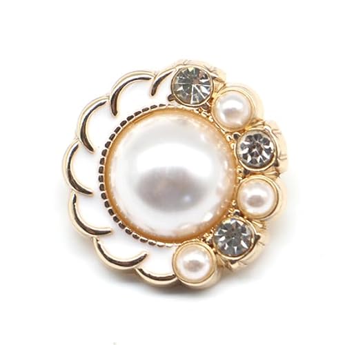 Metallknöpfe, Perlenknöpfe 10 Stück große runde barocke Perlenknöpfe aus Metall mit Strasssteinen for Nähen von Perlenknöpfen, Perlenschaftknöpfe(White,22mm) von HEYDGBBZ