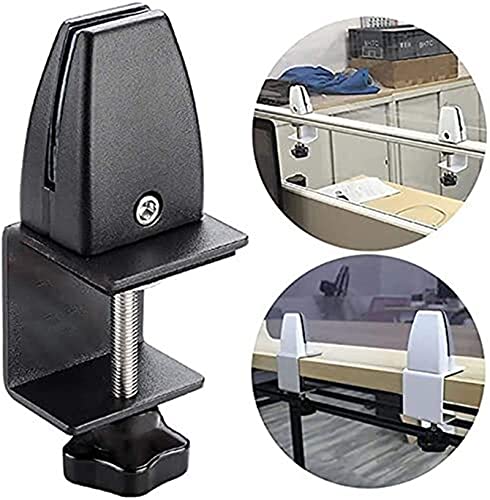 Schreibtisch-Trennwand-Clips, 2 P Bildschirm-Trennwand Mobiler Clip Desktop-Trennwand-Halterung Desktop-Trennwand-Stützclip Aluminium Desktop-Blendenclip Mobiler Befestigungsclip Schwarz von HEYDGBBZ