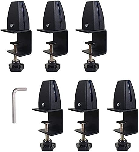 Schreibtisch-Trennwand-Clips, 6 Stück, Klemmhalter für Plexiglas-Bildschirm-Trennwand-Clip, Niesschutz-Klemme mit Installationswerkzeugen, Silber, Weiß, Schwarz, 3 Farben(Black) von HEYDGBBZ