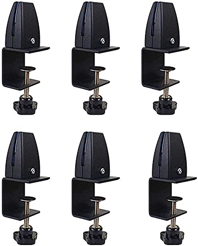 Schreibtisch-Trennwandklammern, stanzfreier, abnehmbarer Bildschirmclip aus Aluminiumlegierung, Befestigungsclip für Schreibtischglas, Holzclip, Schreibtisch-Trennwandhalterung ZTT(Black,6PCS) von HEYDGBBZ