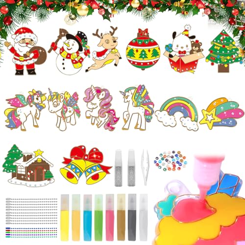 Diy-Kristallfarben-Kunst- und Bastelset,14 Stücke Diy Crystal Paint Arts And Crafts Set,Kristallfarben Bastelset Weihnachten,Kristallklebemalerei Weihnachtlich,Diy Kristall Malerei Set Weihnachten von HEYIDAMAI