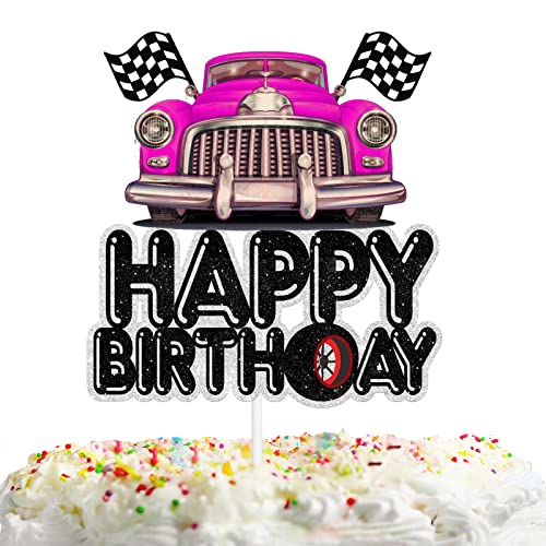 Schwarzer Glitzer-Auto-Kuchenaufsatz Cheer to Racing Car Sport Thema Dekor Zubehör Babyparty Kind Junge Mädchen Happy Birthday Party Dekorationen von HEYUWING