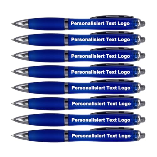 HEYZARDA Kugelschreiber mit Gravur Kugelschreiber Personalisiert Stift mit Namen Text Logo Blau 50 Pcs von HEYZARDA