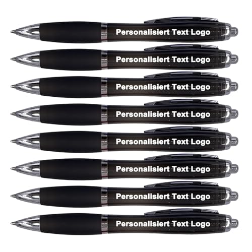 HEYZARDA Kugelschreiber mit Gravur Kugelschreiber Personalisiert Stift mit Namen Text Logo Schwarz 50 Pcs von HEYZARDA