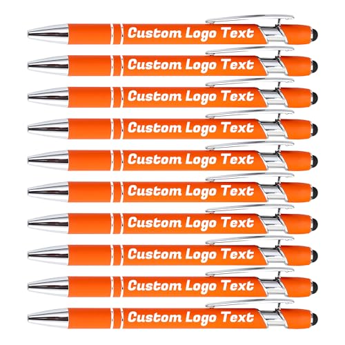 HEYZARDA Kugelschreiber mit Gravur Kugelschreiber Personalisiert mit Namen Text Logo Orange 10 Pcs von HEYZARDA