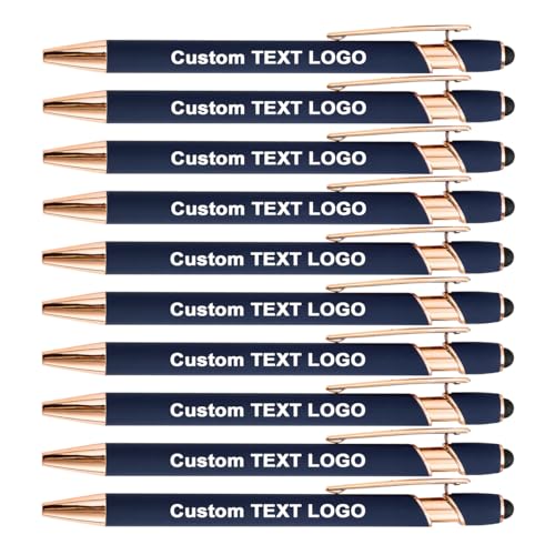 HEYZARDA Kugelschreiber mit Gravur Namen Text Logo für Büro Schule Business Stift 10 Pc blau von HEYZARDA