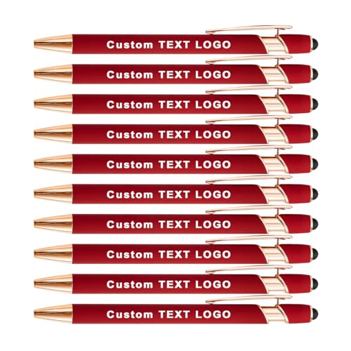 HEYZARDA Kugelschreiber mit Gravur Namen Text Logo für Büro Schule Business Stift 10 Pc rot von HEYZARDA