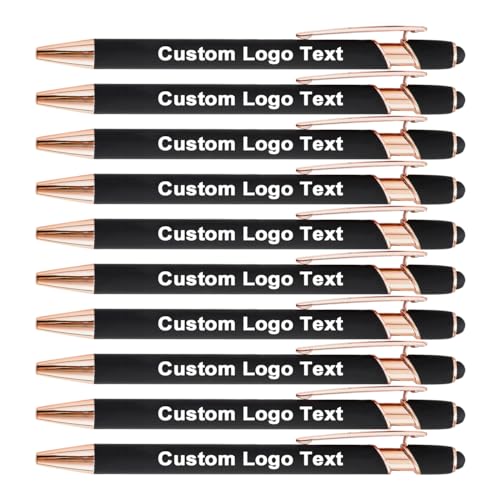 HEYZARDA Kugelschreiber mit Gravur Namen Text Logo für Büro Schule Business Stift 10 Pc schwarz von HEYZARDA