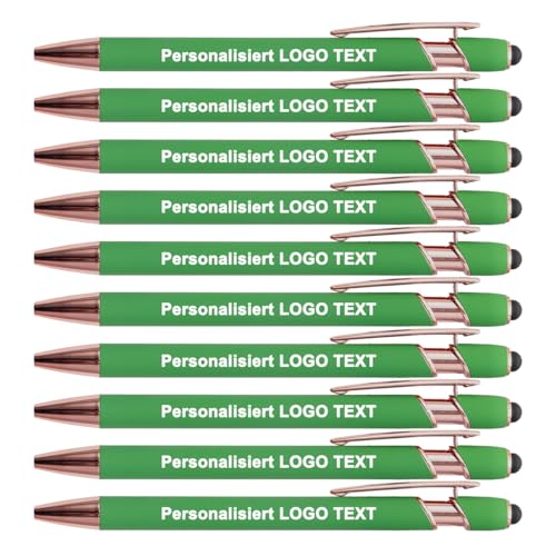 HEYZARDA Kugelschreiber mit Gravur Namen Text Logo für Büro Schule Business Stift Gras, 10 Stück von HEYZARDA