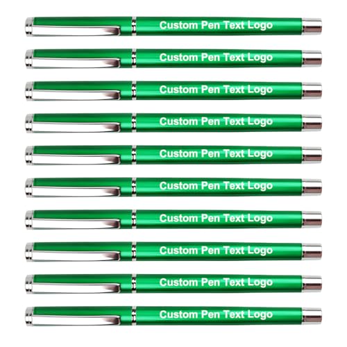 HEYZARDA Personalisierter Stift Gel Kugelschreiber mit Gravur mit Namen Logo 50 Stück Grün von HEYZARDA