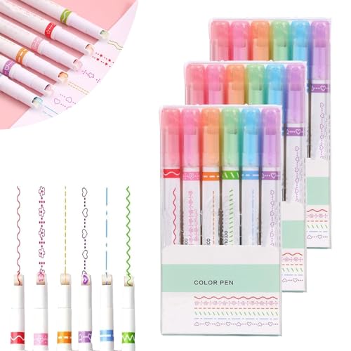 HFDHD Magischer Randstift, Textmarkerstifte mit Randdesign, Set mit gebogenen Textmarkern, magische Marker mit Farbwechsel, lustige Stifte in verschiedenen Formen (18PCS) von HFDHD