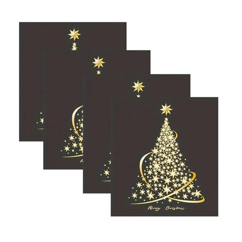 HFDHD Neujahrs-Fensteraufkleber, goldene Weihnachtsbaum-Fensteraufkleber für Glas, große statische DIY-Wandaufkleber für Fenster, Türen, Wandbilder, Schaufenster (4PCS) von HFDHD