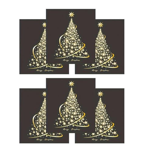 HFDHD Neujahrs-Fensteraufkleber, goldene Weihnachtsbaum-Fensteraufkleber für Glas, große statische DIY-Wandaufkleber für Fenster, Türen, Wandbilder, Schaufenster (6PCS) von HFDHD