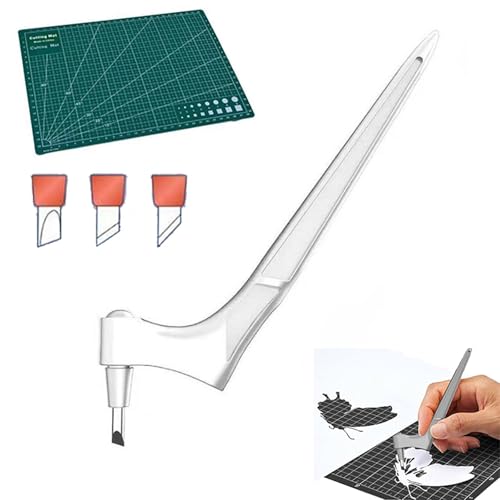 HFDHD Pefctiordent-Werkzeug, Pefctiordent-Schneidewerkzeug, Papierschneider mit 360° drehbarer Klinge, mit 15, 30, 45 Grad Gravurkopf und -Platte (White) von HFDHD