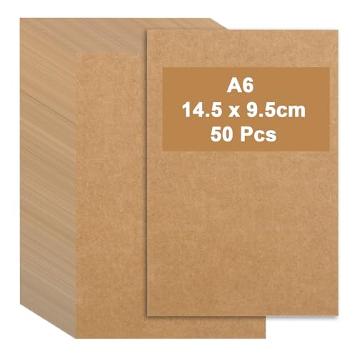 50 Stück A6 Kraftpapier Karten Blanko Postkarten Karten zum Selbstgestalten Postkarten Karteikarten 350 g/m² Bastelkarton für Bedrucken Grußkarten Einladungen Weihnachtskarten (14,5 x 9,5 cm) von HFDONGL